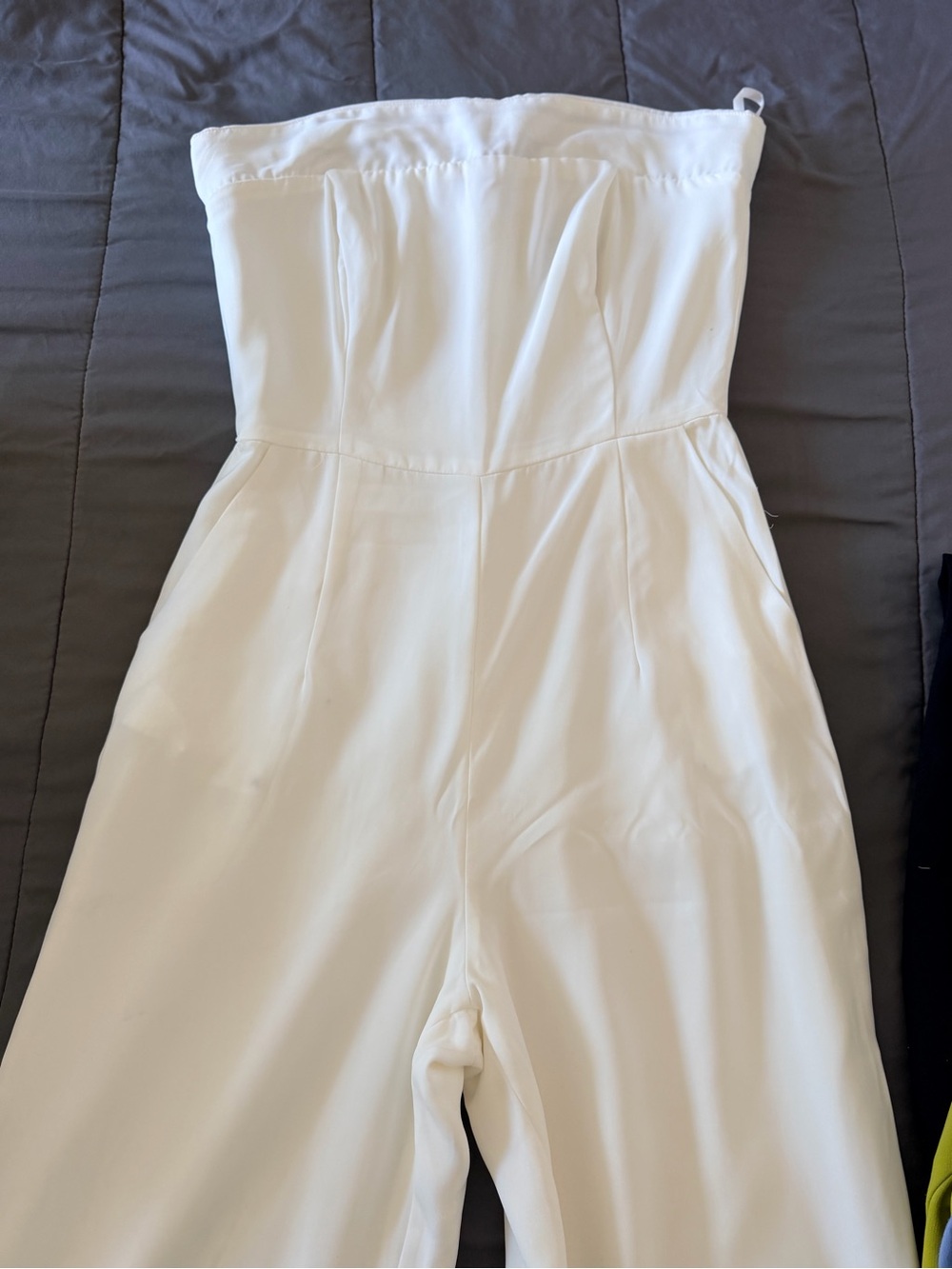 Strapless White Jumpsuit with Wide Leg Silhouette